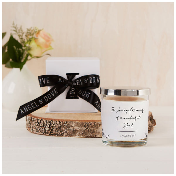 'In Loving Memory of a Wonderful Dad' Gift Boxed 300ml Candle Sympathy Gift with Lid - Angel & Dove