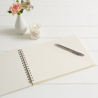A4 Ivory Funeral Memory Condolence Book & Pen - Angel & Dove