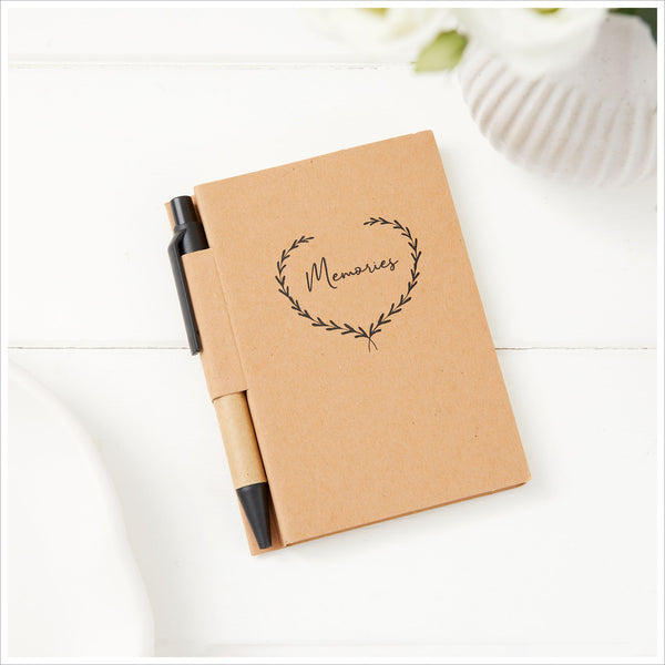 Pack of 5 Kraft 'Memories' Notebooks & Pens - Angel & Dove
