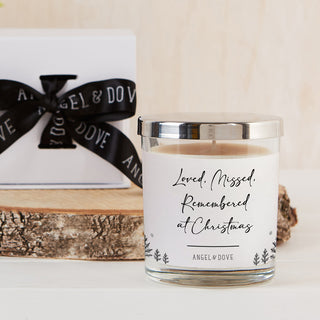 'Loved, Missed, Remembered at Christmas' Gift Boxed 300ml Candle with Silver Lid