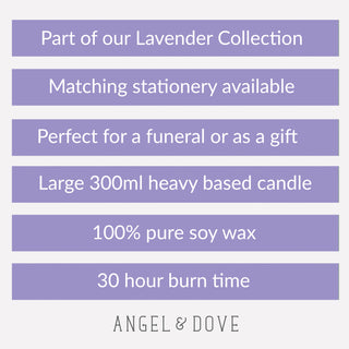 Lavender In Loving Memory 300ml Candle - Angel & Dove