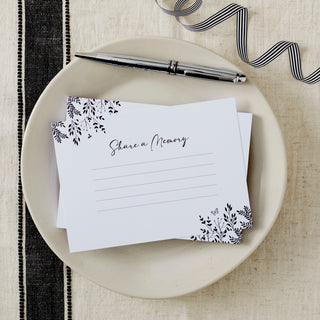 25 Monochrome Leaves 'Share a Memory' Remembrance Cards - Angel & Dove