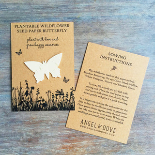 10 Plantable Wildflower Seed Paper Butterfly Funeral Favours - Angel & Dove