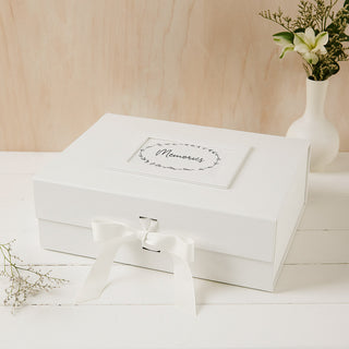 Large 'Memories' White Memory Keepsake Box