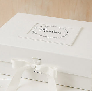 Large 'Memories' White Memory Keepsake Box