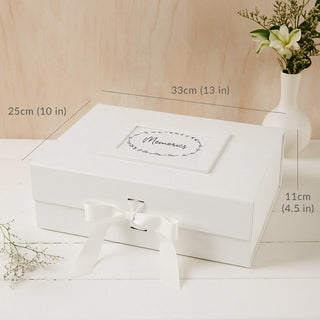 Large 'Memories' White Memory Keepsake Box