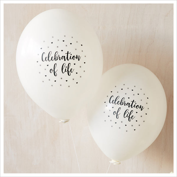 Celebration of Life Funeral Remembrance Balloons - White - Angel & Dove