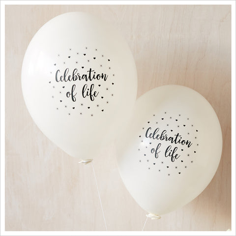 Celebration of Life Funeral Remembrance Balloons - White - Angel & Dove