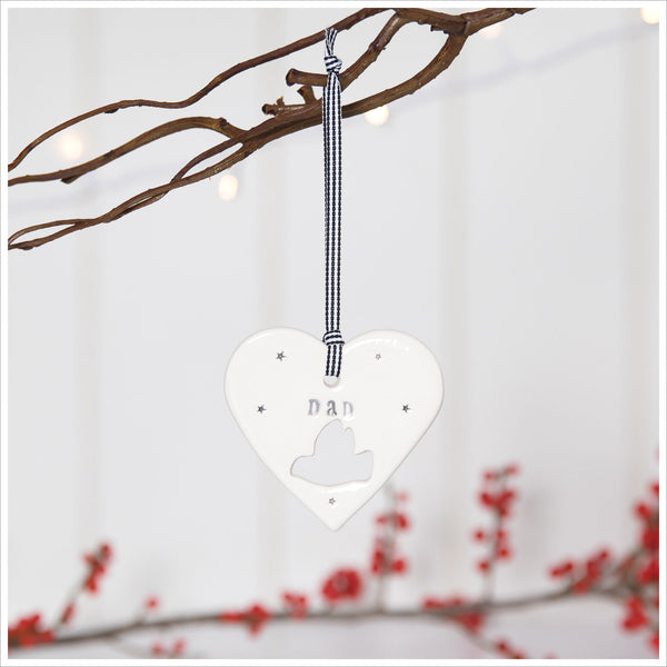 'Dad' Handmade Ceramic Heart Decoration in Luxury Gift Box - Angel & Dove