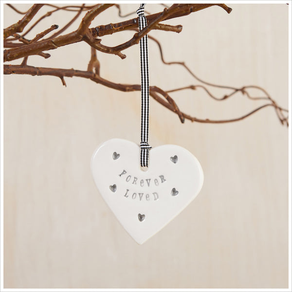 'Forever Loved' Handmade Ceramic Heart Decoration in Luxury Gift Box - Angel & Dove