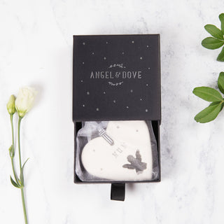 'Mum' Handmade Ceramic Heart Decoration in Luxury Gift Box - Angel & Dove