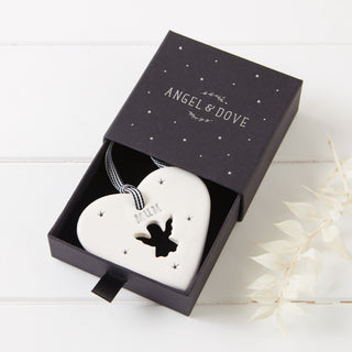 'Mum' Handmade Ceramic Heart Decoration in Luxury Gift Box - Angel & Dove