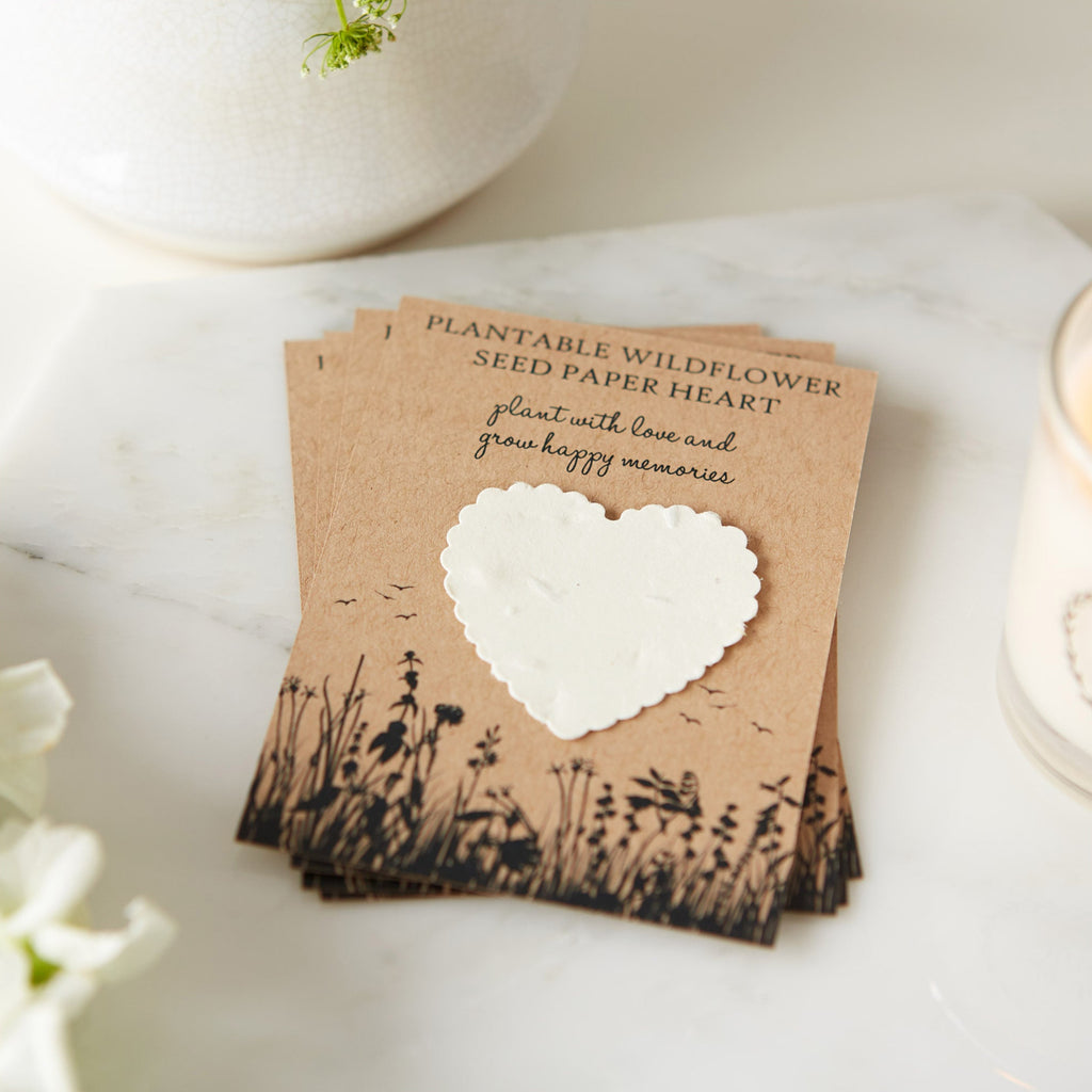 plant me seed paper small favor hearts set of 50 10 Plantable Wildflower Seed Paper Heart Funeral Favours – Angel & Dove
