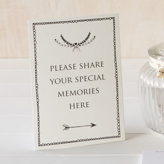 Set of 2 Signs: 'Please Share Your Special Memories Here' & 'Memory Table' - Ivory - Angel & Dove