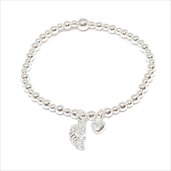 Silver Angel Wing & Heart 'Thinking of You' Bracelet with Luxury Gift Bag & Card - Angel & Dove