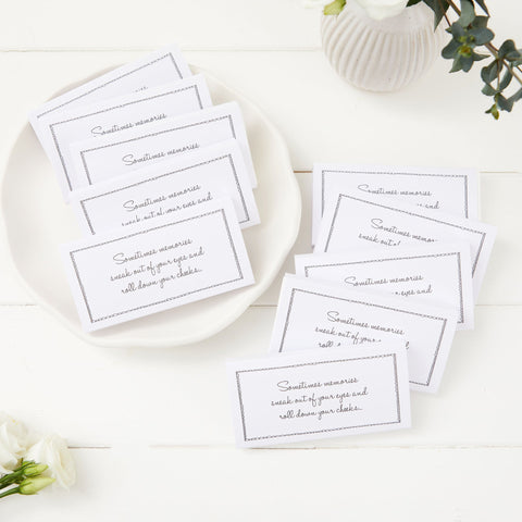 10 White Pre-Filled Funeral Tissue Favours - 'Sometimes Memories Sneak Out of Your Eyes...' - Angel & Dove