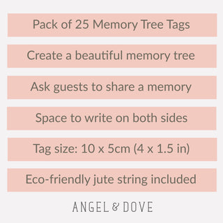 25 White Memory Tree Message Tags - Angel & Dove
