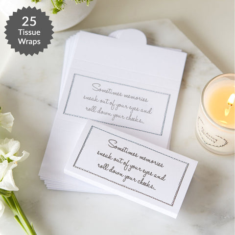 25 White Tissue Wrap Funeral Favours - Angel & Dove