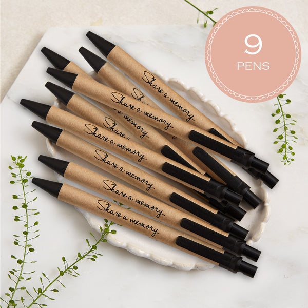 Pack of Kraft 'Share a Memory' Pens - for Funeral Memory Book or Favours - Angel & Dove