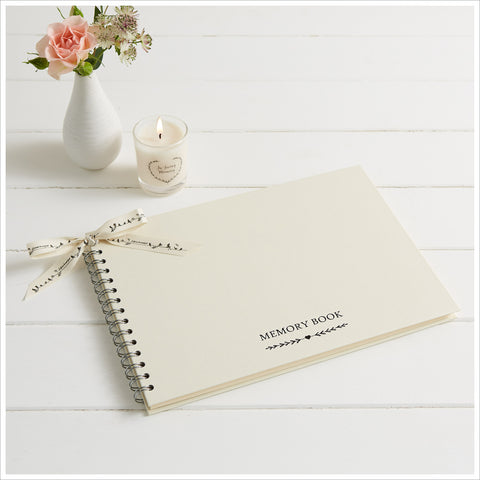 A4 Luxury Ivory Memory Condolence Book for Funeral Memory Table - Angel & Dove