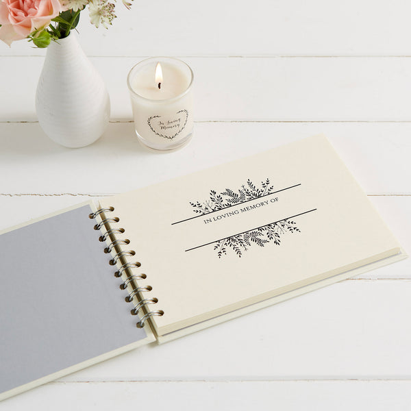 A5 Ivory Funeral Memory Condolence Book, 2 Signs & Pen Collection - Angel & Dove