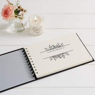 A5 Black Memory Book & 2 Signs Set - For Funeral Memory Table - Angel & Dove