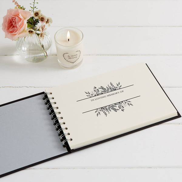 A5 Black Memory Book & 2 Signs Set - For Funeral Memory Table - Angel & Dove