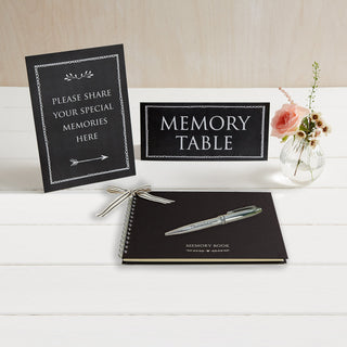 A5 Black Funeral Memory Book, Signs & Pen Collection