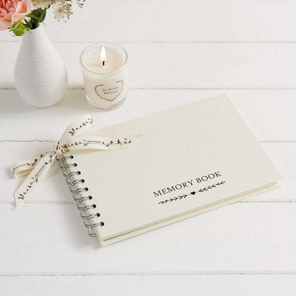 A5 Ivory Funeral Memory Condolence Book & 2 Signs Set - Angel & Dove
