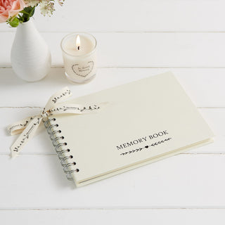 A5 Ivory Funeral Memory Condolence Book & Pen - Angel & Dove