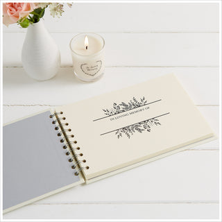 A5 Ivory Funeral Memory Condolence Book & Pen - Angel & Dove