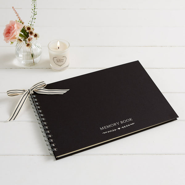 A4 Black Memory Book - For Funeral Memory Table - Angel & Dove