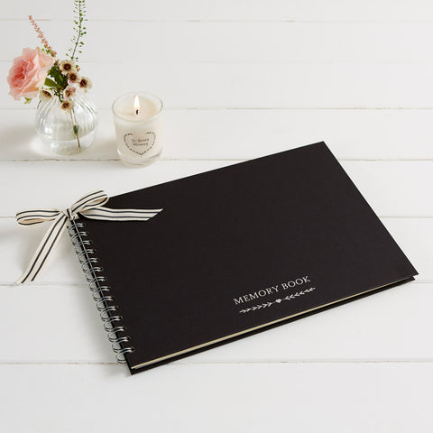 A4 Black Memory Book - For Funeral Memory Table - Angel & Dove