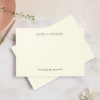 25 Ivory 'Share a Memory' Funeral Remembrance Cards - Angel & Dove
