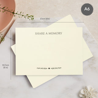 25 Ivory 'Share a Memory' Funeral Remembrance Cards - Angel & Dove