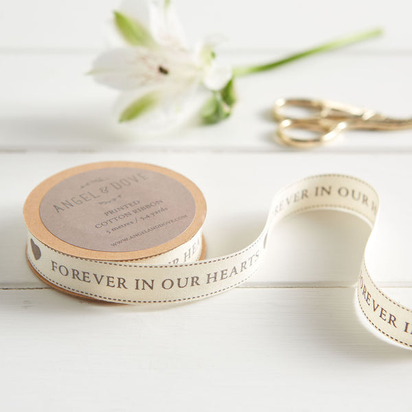 'Forever In Our Hearts' Cotton Ribbon 5m - Angel & Dove