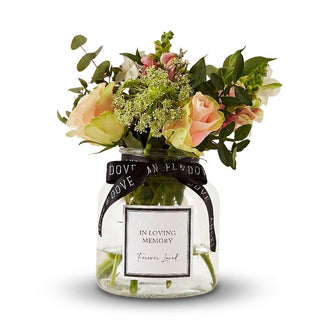 'In Loving Memory' Glass Vase - for Funeral Flowers or Sympathy Gift - Angel & Dove