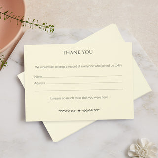 25 Ivory Funeral Attendance Cards