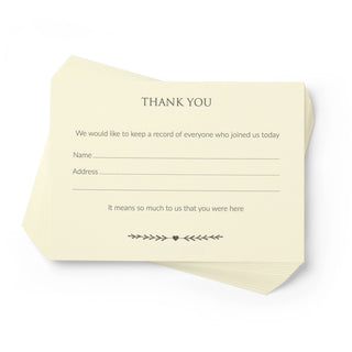 25 Ivory Funeral Attendance Cards