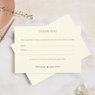 25 Ivory Funeral Attendance Cards - Angel & Dove