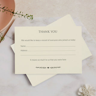 25 Ivory Funeral Attendance Cards - Angel & Dove