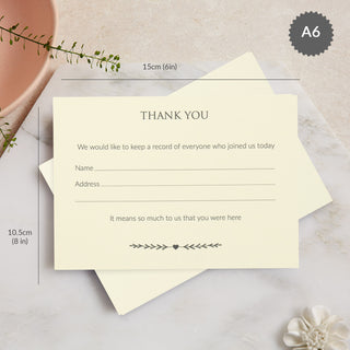 25 Ivory Funeral Attendance Cards