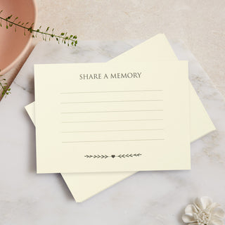 25 Ivory 'Share a Memory' Funeral Remembrance Cards