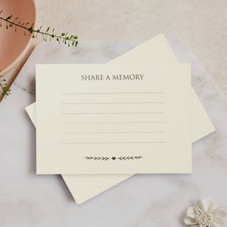 25 Ivory 'Share a Memory' Funeral Remembrance Cards - Angel & Dove