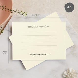 25 Ivory 'Share a Memory' Funeral Remembrance Cards