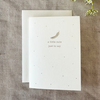 'A Little Note Just To Say' Gold Feather Sympathy Card