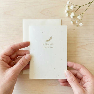 'A Little Note Just To Say' Gold Feather Sympathy Card