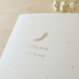 'A Little Note Just To Say' Gold Feather Sympathy Card