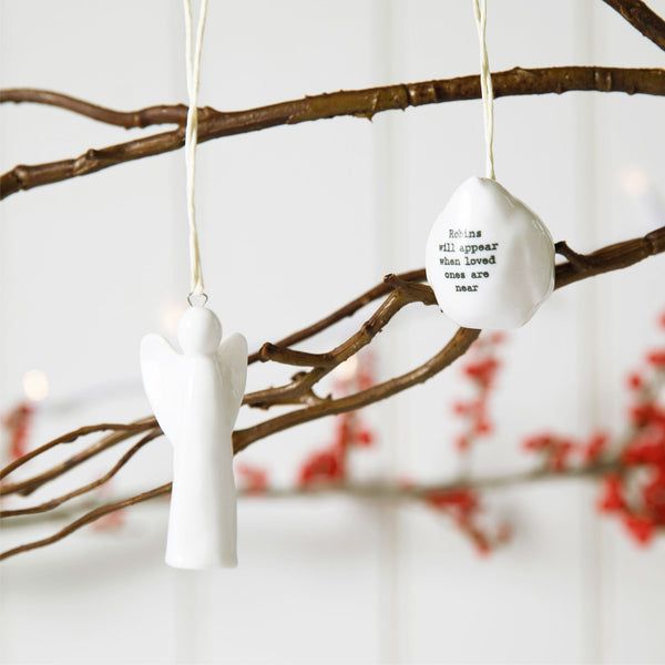 Porcelain Angel & Robin Decorations Sympathy Gift with Bog & Card - Angel & Dove