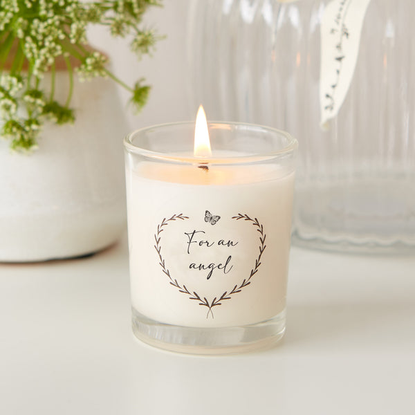 'For An Angel' 90ml Votive Candle with Gift Bag & Card - A Thoughtful Sympathy Gift for Miscarriage or Baby Loss - Angel & Dove